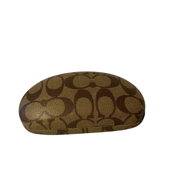 Coach Sunglass Eyeglass Brown Logo Case Spring Hinge Snap Close - Picture 1 of 4